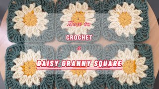 How to crochet a DAISY GRANNY SQUARE  Beginner Tutorial  Crochet  DIY [upl. by Nerag]