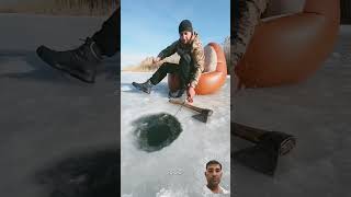 Reel vs Real icefishing fishing fish icefish fishinglife ytshorts farming fisherman [upl. by Stoops]