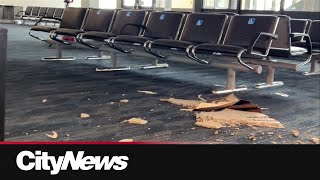 Damage in and around Calgary Airport after wild hail storm [upl. by Grewitz78]