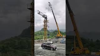 How Tower Cranes Are Erected 🤔 shorts [upl. by Sikes]