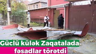 Güclü külək Zaqatalada fəsadlar törətdi [upl. by Enelyk]