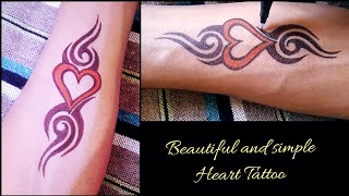 How to make a beautiful Heart Tattoo on hand  TattooandArtbykk [upl. by Ytissac258]