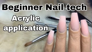 Beginner Nail Tech Tutorial  How To Acrylic Application [upl. by Divadleahcim]