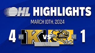 OHL Highlights Kingston Frontenacs 4  Sarnia Sting 1  March 10th 2024 [upl. by Hax338]