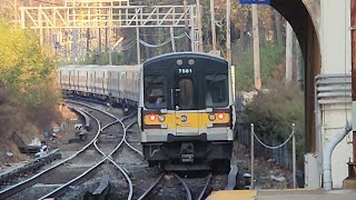 MTA Long Island Railroad Port Washington bound Bombardier M7 train at Great Neck station [upl. by Berlinda977]