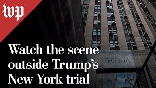 Watch Outside Trumps New York trial as verdict looms [upl. by Ettezus]