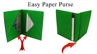 Easiest Paper WalletCard Holder How to make origami paper purse without glue [upl. by Freda924]