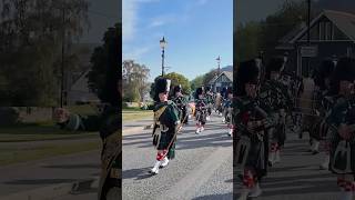 drummajor leading Huntly pipeband march to 2024 braemargathering and Games in scotland shorts [upl. by Mercedes]