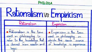 Rationalism VS Empiricism philosophy PHIL211A pu [upl. by Mcnamara]