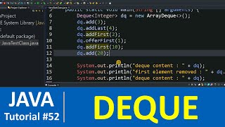 Java Tutorial 52  Java Deque Interface with Examples Collections [upl. by Ahsier]