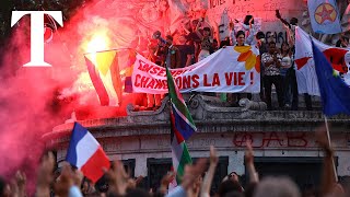 Protests in Paris after hardright party humiliates Macron in election [upl. by Patric]