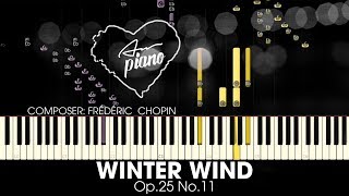 Chopin  Winter Wind Op 25 No 11  Classical Piano Tutorial [upl. by Ahsat]