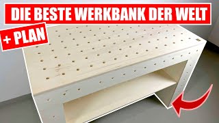 WERKBANK selber bauen ohne Schrauben 😍😱 GRATIS PDF Plan [upl. by Eetse743]