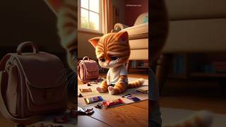 A Little kitten forgets chocolates in his new school bag shorts cat catvideos [upl. by Ayanahs]