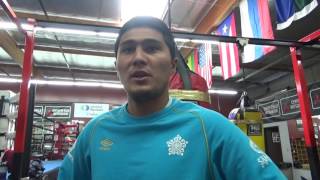 Kazakhstan boxing star Madiyar Ashkeyev working EsNews Boxing [upl. by Ruzich]