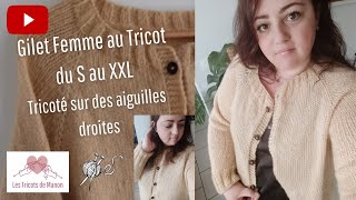 Gilet femme au Tricot du S au XXL [upl. by Ycart281]