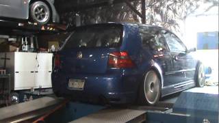 500HP VW R32 on the dyno Shootin flames [upl. by Sivaj]