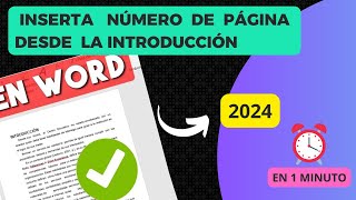 CÓMO poner NÚMERO de PÁGINA desde la INTRODUCCIÓN 2024 FÁCIL Y RÁPIDO [upl. by Rayshell]