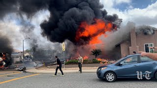 Moments after a plane crashes into homes in Santee [upl. by Yedoc941]