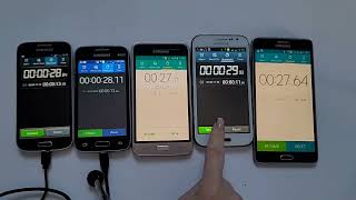 Stopwatch amp Timer amp World clocks on 5 Samsung Galaxy at the same time [upl. by Neelat786]