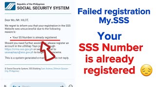 SSS number is already registered Failed registration MySSS [upl. by Feledy]