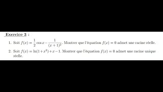 Théorème des valeurs intermédiaires Ex3 Série II de TD danalyse I SMPC [upl. by Eekorehc]