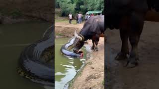 This video is absolutely beyond belief the buffalo actually ate half a python youtubeshorts [upl. by Nathalia]