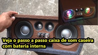 VEJA COMO FOI FEITA ESSA CAIXA PORTÁTIL COM BATERIA HOMAMADE SOM [upl. by Anitahs]