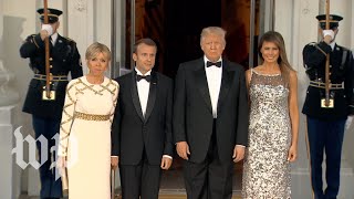 Trumps welcome Frances Macrons for state dinner [upl. by Black]