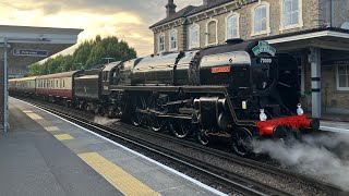 70000 Britannia Arriving amp Departing Chertsey amp Passing Betchworth  130824 [upl. by Enoj]