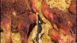 Air Fryer Spatchcocked CORNISH HENS amp Dressing  4389 [upl. by Akitnahs]