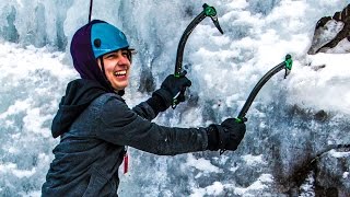 CLIMBING FROZEN WATERFALLS w Sam Colby amp Corey [upl. by Nednal388]