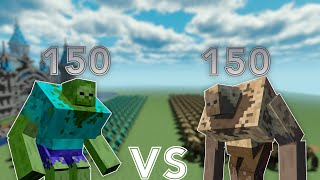 150 Mutant Zombie Vs 150 Mutant Husk  Minecraft [upl. by Suissac]