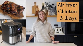 AIR FRYER CHICKEN WINGS 3 WAYS  PERFECT AIR FRYER CHICKEN  Kerry Whelpdale [upl. by Erroll]