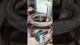 How to Tyre Changer Machine Works Trick of Tyre Changing shorts viral automobile bike trending [upl. by Pfeifer]