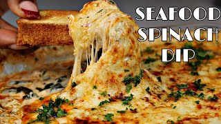 Crowd Pleasing Crab amp Shrimp Spinach Dip The Ultimate Super Bowl appetizer 🤤 [upl. by Ahsinyd]