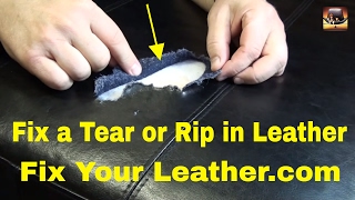 LEATHER TEAR REPAIR  LARGE TEAR in BYCAST LEATHER [upl. by Cand529]