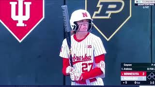 Brooke Andrews Triple Nebraska Husker Softball Big Ten Conference Tournament vs Minnesota 5924 [upl. by Adnylg]