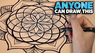 How to Draw an Easy Mandala  a Step by Step Tutorial  Anyone Can Make This Mandala Art [upl. by Yuzik]