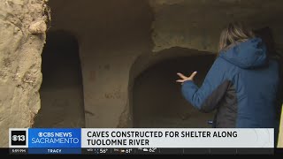 Heres a look at homelessconstructed caves found along Tuloumne River [upl. by Winni643]