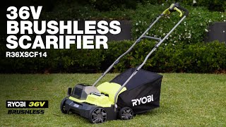 RYOBI 36V Brushless Scarifier R36XSCF14 in action [upl. by Ecenahs]