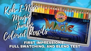 KOHINOOR MAGIC JUMBO COLORED PENCILS  Unboxing First Impressions Full Swatching amp Blend Test [upl. by Allit174]