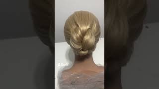 Wedding hairstyles long hair bun hairstyles Juda hairstyle Simple chignon updo open hairstyle [upl. by Ynnad]