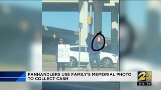 Panhandlers use familys memorial photo to collect cash [upl. by Tildie761]