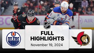 NHL Highlights  Oilers vs Senators  November 19 2024 [upl. by Beau]