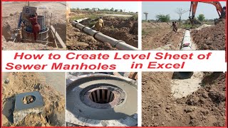 How to Create Level Sheet of Sewer Manholes in Excel  Invert Levels Sewer Invert Level [upl. by Soiritos803]