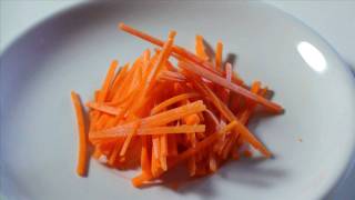 KNIFE SKILLS HOW TO JULIENNE CARROTS [upl. by Alegna]