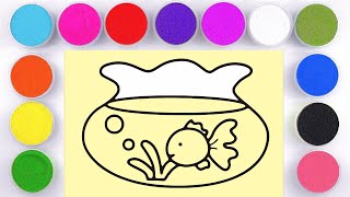 Sand painting Fish and aquatic plants in the fish tank [upl. by Jamison918]