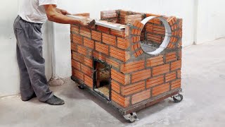 How to make a new pizza oven from red bricks and cement [upl. by Nolubez]