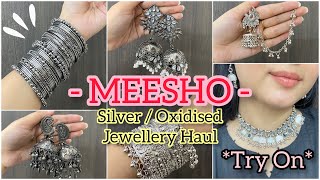 Meesho Jewellery Haul  Meesho Silver Jewellery Haul  Meesho Oxidised Jewellery Haul  Jasmin Kaur [upl. by Yntrok]